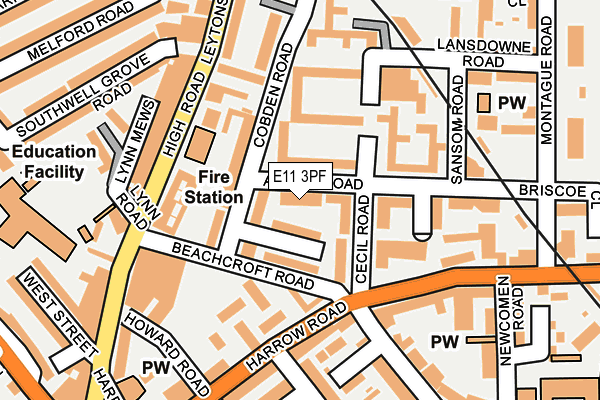 E11 3PF map - OS OpenMap – Local (Ordnance Survey)