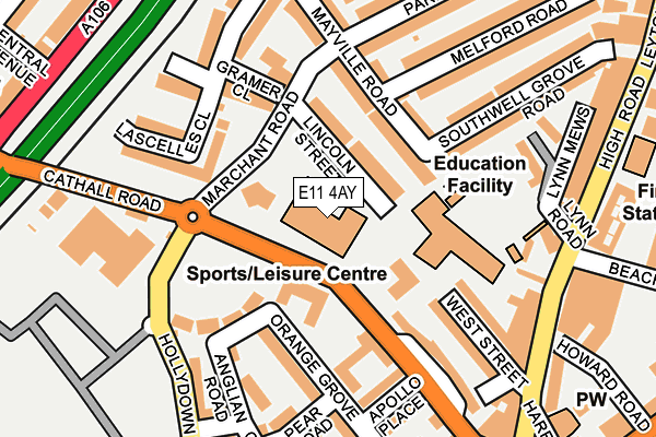 E11 4AY map - OS OpenMap – Local (Ordnance Survey)