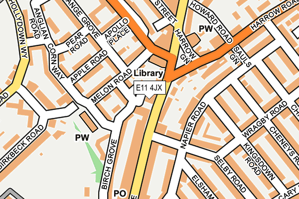 E11 4JX map - OS OpenMap – Local (Ordnance Survey)