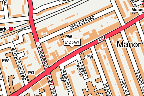 E12 5AW map - OS OpenMap – Local (Ordnance Survey)