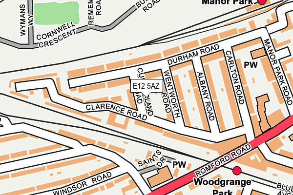 E12 5AZ map - OS OpenMap – Local (Ordnance Survey)