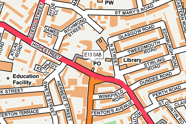 E13 0AB map - OS OpenMap – Local (Ordnance Survey)