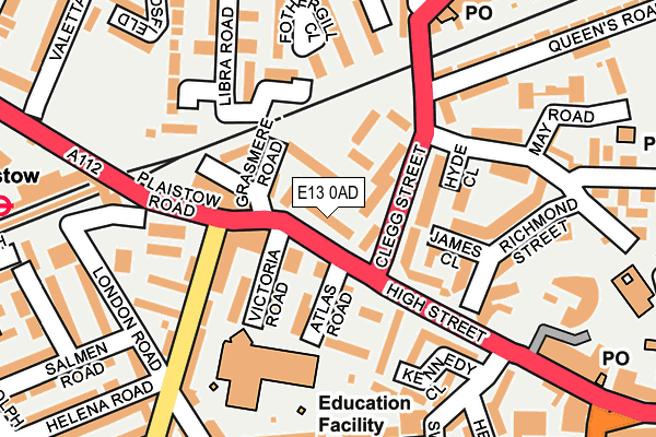 E13 0AD map - OS OpenMap – Local (Ordnance Survey)