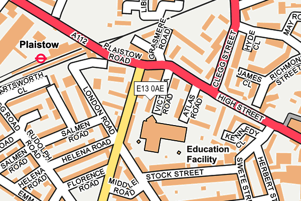 E13 0AE map - OS OpenMap – Local (Ordnance Survey)