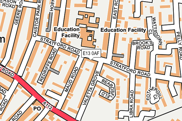 E13 0AF map - OS OpenMap – Local (Ordnance Survey)