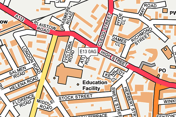 E13 0AG map - OS OpenMap – Local (Ordnance Survey)