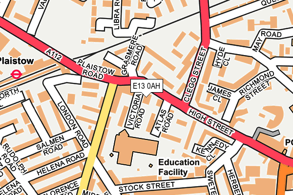 E13 0AH map - OS OpenMap – Local (Ordnance Survey)