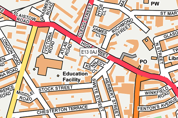 E13 0AJ map - OS OpenMap – Local (Ordnance Survey)