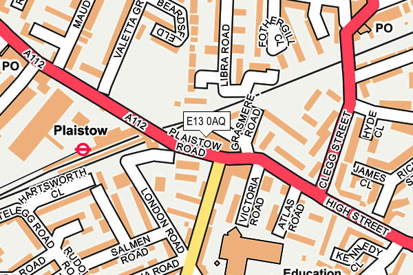 E13 0AQ map - OS OpenMap – Local (Ordnance Survey)