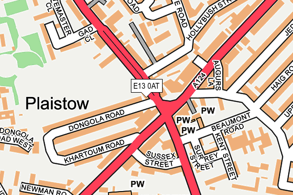 E13 0AT map - OS OpenMap – Local (Ordnance Survey)