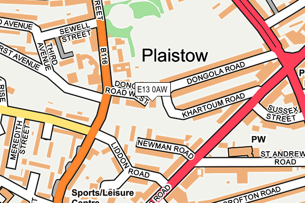 E13 0AW map - OS OpenMap – Local (Ordnance Survey)