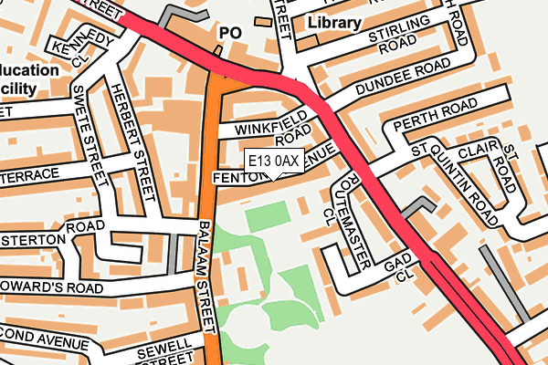 E13 0AX map - OS OpenMap – Local (Ordnance Survey)