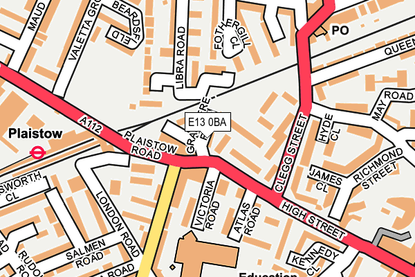 E13 0BA map - OS OpenMap – Local (Ordnance Survey)