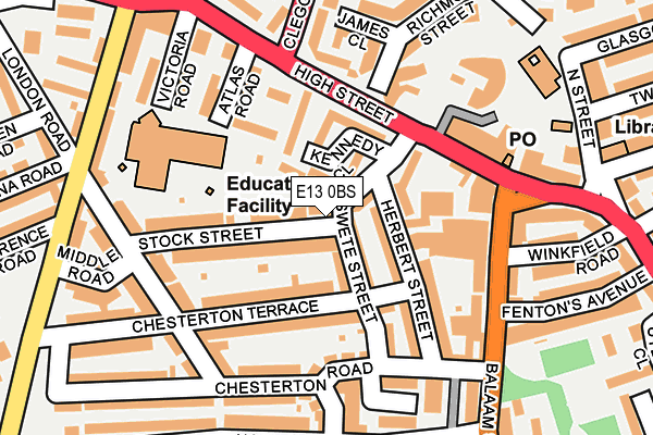 E13 0BS map - OS OpenMap – Local (Ordnance Survey)