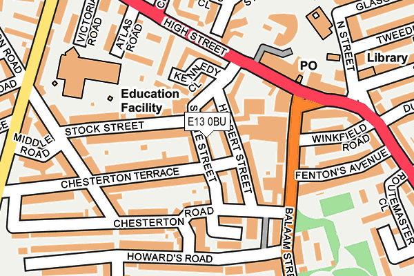 E13 0BU map - OS OpenMap – Local (Ordnance Survey)