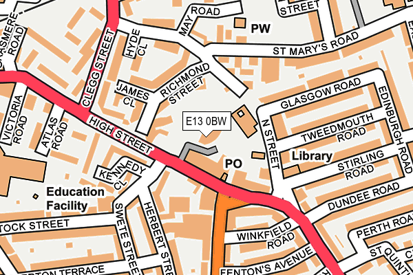 E13 0BW map - OS OpenMap – Local (Ordnance Survey)