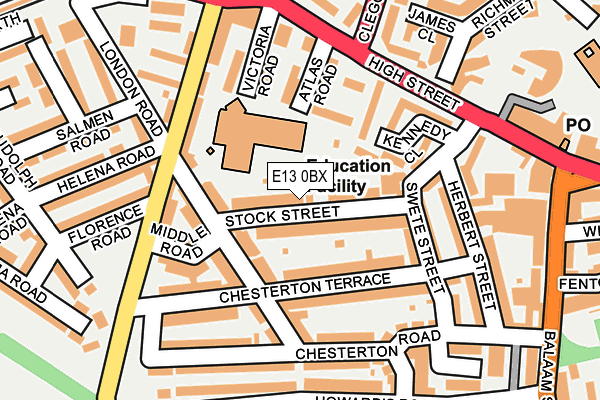 E13 0BX map - OS OpenMap – Local (Ordnance Survey)