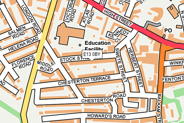 E13 0BY map - OS OpenMap – Local (Ordnance Survey)