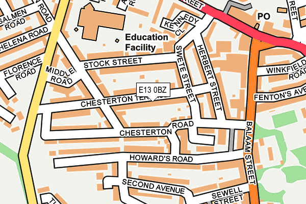 E13 0BZ map - OS OpenMap – Local (Ordnance Survey)