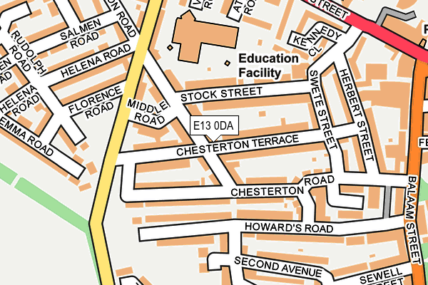 E13 0DA map - OS OpenMap – Local (Ordnance Survey)