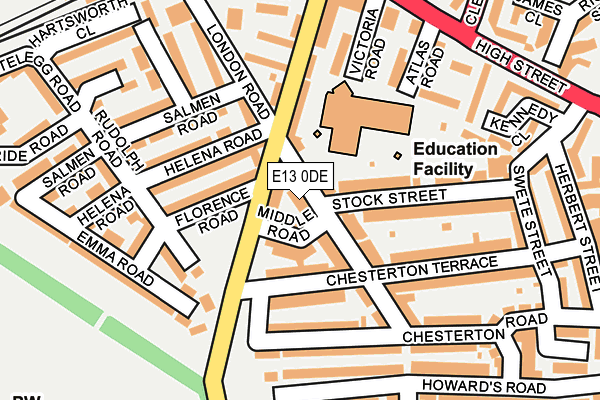 E13 0DE map - OS OpenMap – Local (Ordnance Survey)