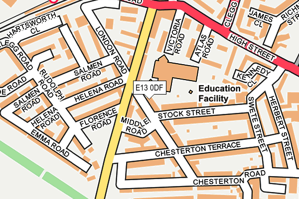 E13 0DF map - OS OpenMap – Local (Ordnance Survey)