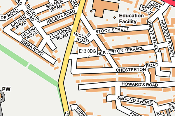 E13 0DG map - OS OpenMap – Local (Ordnance Survey)