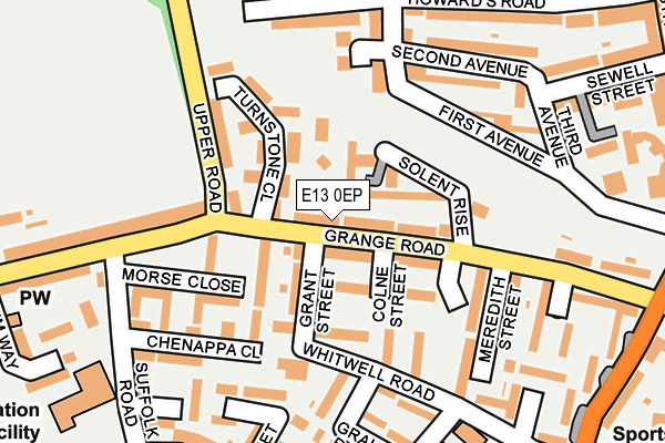 E13 0EP map - OS OpenMap – Local (Ordnance Survey)