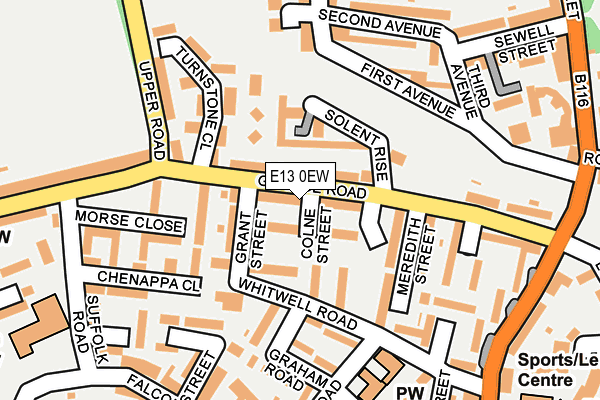 E13 0EW map - OS OpenMap – Local (Ordnance Survey)