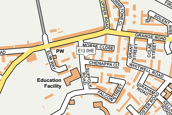 E13 0HE map - OS OpenMap – Local (Ordnance Survey)