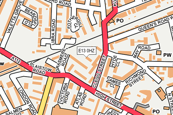 E13 0HZ map - OS OpenMap – Local (Ordnance Survey)