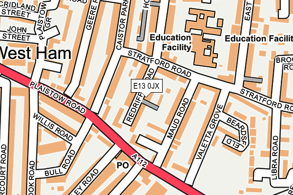 E13 0JX map - OS OpenMap – Local (Ordnance Survey)