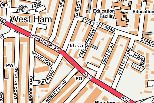 E13 0JY map - OS OpenMap – Local (Ordnance Survey)