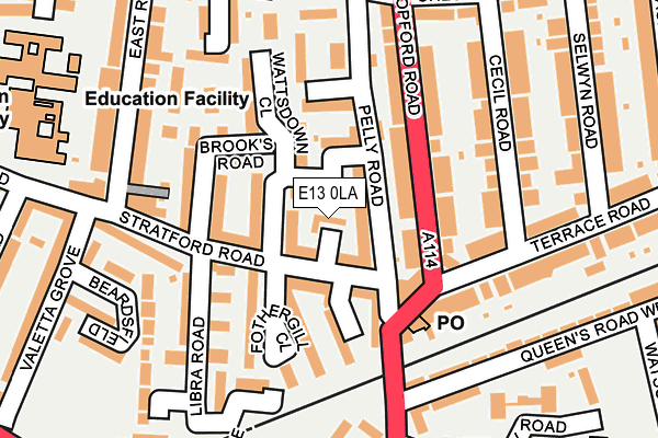 E13 0LA map - OS OpenMap – Local (Ordnance Survey)