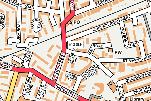 E13 0LH map - OS OpenMap – Local (Ordnance Survey)