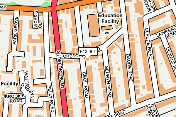 E13 0LT map - OS OpenMap – Local (Ordnance Survey)