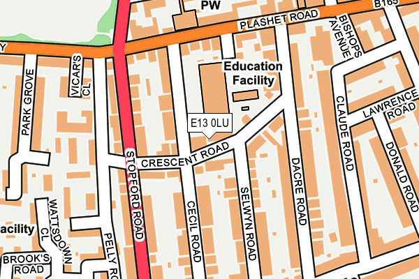 E13 0LU map - OS OpenMap – Local (Ordnance Survey)