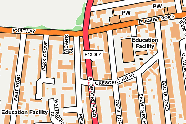 E13 0LY map - OS OpenMap – Local (Ordnance Survey)