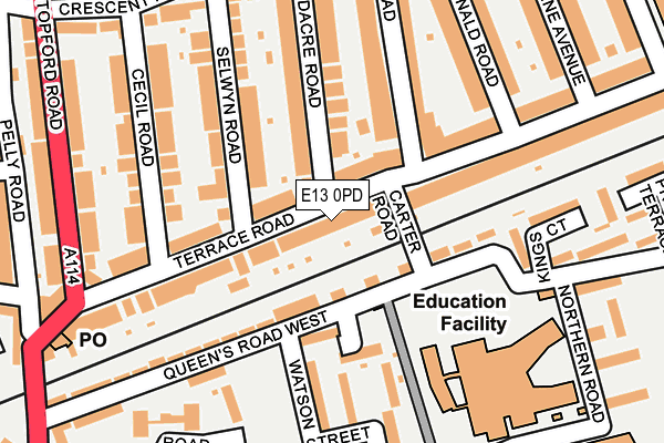 E13 0PD map - OS OpenMap – Local (Ordnance Survey)