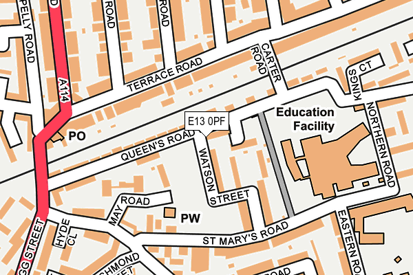 E13 0PF map - OS OpenMap – Local (Ordnance Survey)