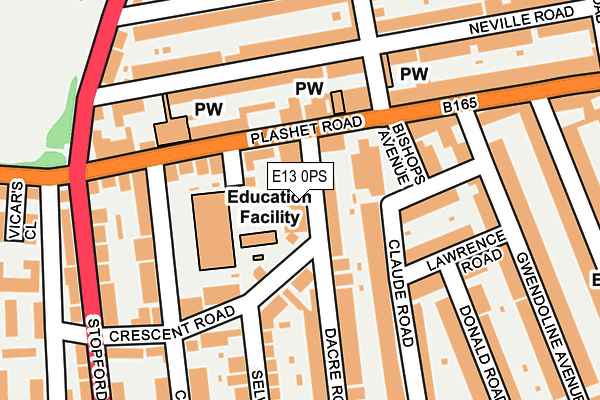 E13 0PS map - OS OpenMap – Local (Ordnance Survey)