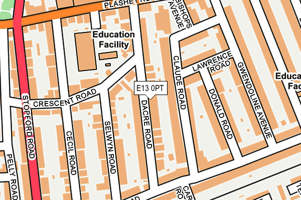 E13 0PT map - OS OpenMap – Local (Ordnance Survey)