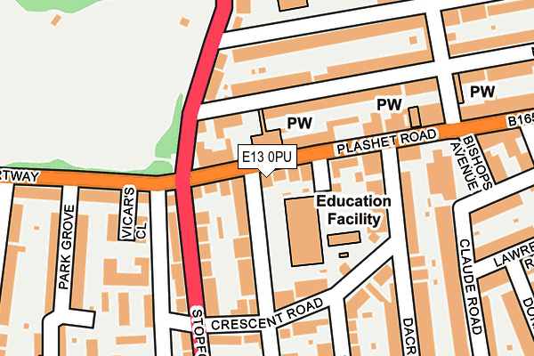 E13 0PU map - OS OpenMap – Local (Ordnance Survey)