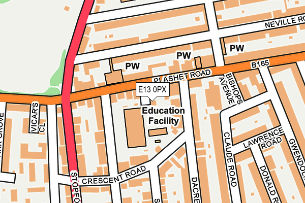 E13 0PX map - OS OpenMap – Local (Ordnance Survey)