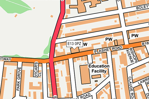 E13 0PZ map - OS OpenMap – Local (Ordnance Survey)