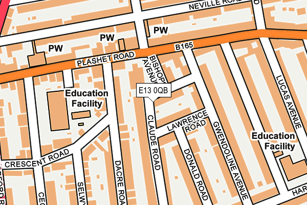 E13 0QB map - OS OpenMap – Local (Ordnance Survey)