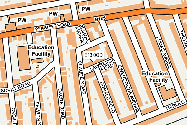 E13 0QD map - OS OpenMap – Local (Ordnance Survey)