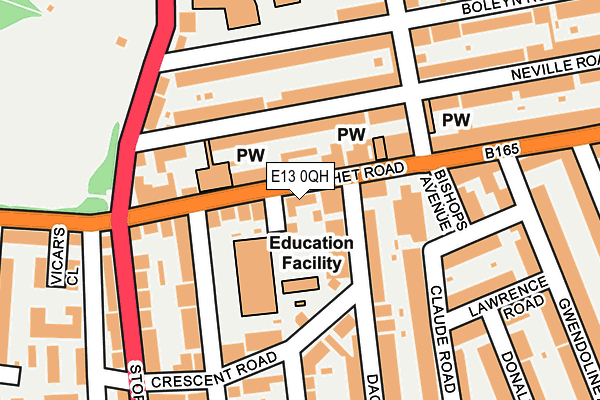 E13 0QH map - OS OpenMap – Local (Ordnance Survey)