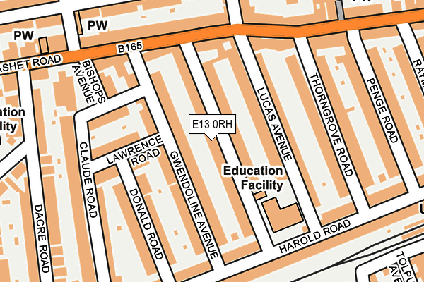 E13 0RH map - OS OpenMap – Local (Ordnance Survey)