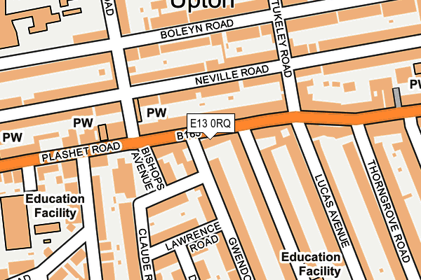 E13 0RQ map - OS OpenMap – Local (Ordnance Survey)